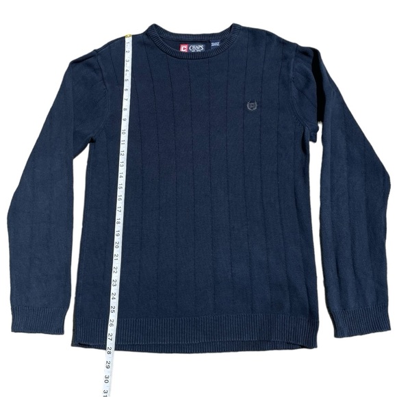Navy Blue Chaps Crew Neck Knitted Sweater (M) - Picture 6 of 8